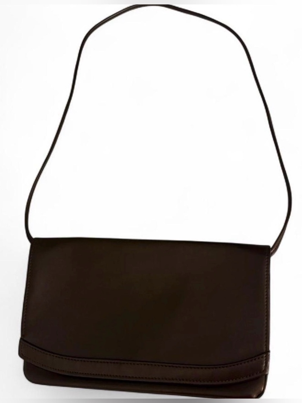 Classic Brown Leather Shoulder Bag with Gold Hardware